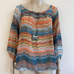 Apple Bottoms Sheer 3/4 Sleeve Elastic Waist 1X